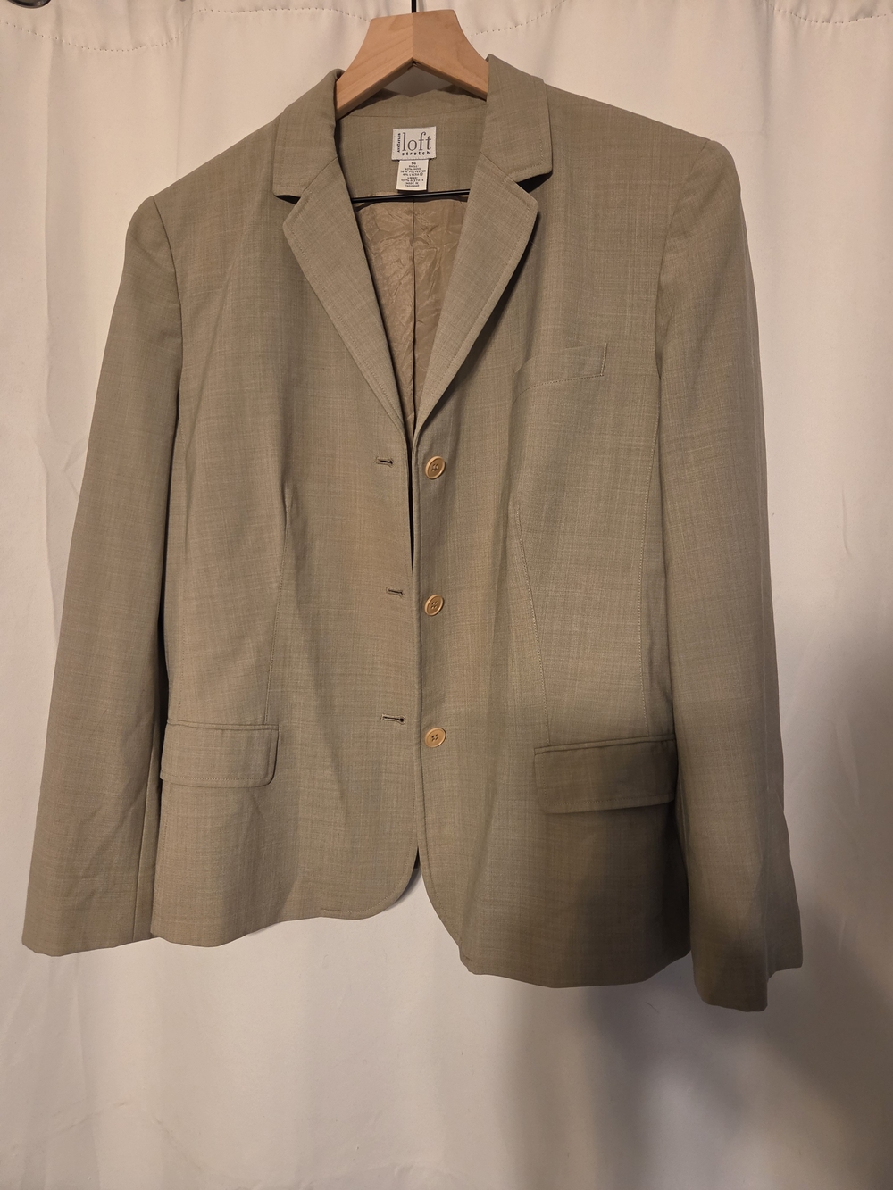 Ann Taylor LOFT Women's Light Beige Single-Breasted Blazer